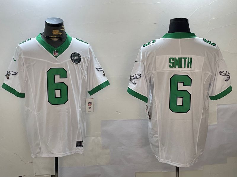 Men Philadelphia Eagles #6 Smith White Three generation 2024 Nike Limited NFL Jersey style 3->philadelphia eagles->NFL Jersey